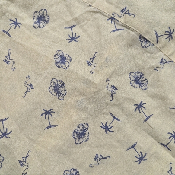 Bruno Milano Mens Short Sleeve Shirt Button Up Small NWT Yellow Flamingos Trees - Picture 14 of 16